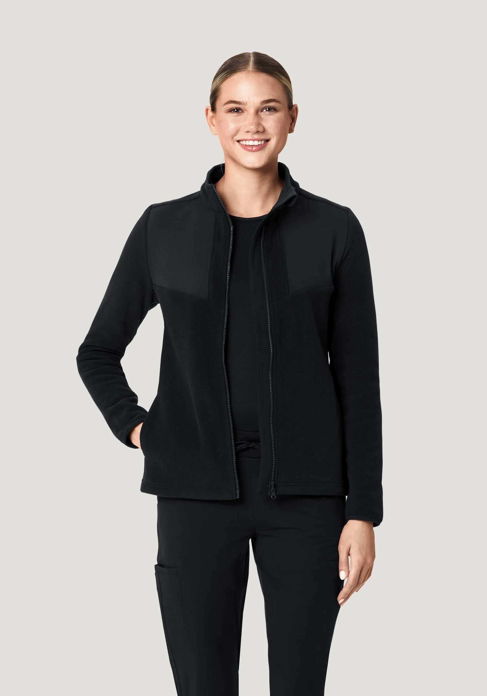 Women's Fleece Scrub Jacket Black